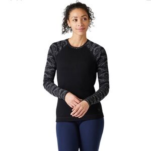 Smartwool 100% Merino Wool Long Sleeve Black Thermal Print Sweater Top Large